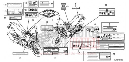 ETIQUETTE DE PRECAUTIONS CB500XAG de 2016